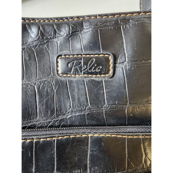 RELIC BY FOSSIL Black Crog Embossed Animal Print Faux Leather Crossbody Bag - Picture 4 of 8